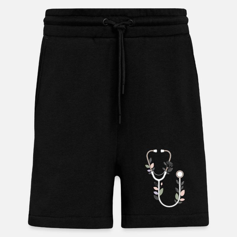 Conception de stéthoscope floral - Short bio décontracté fabriqué en UE - SOLID BLACK