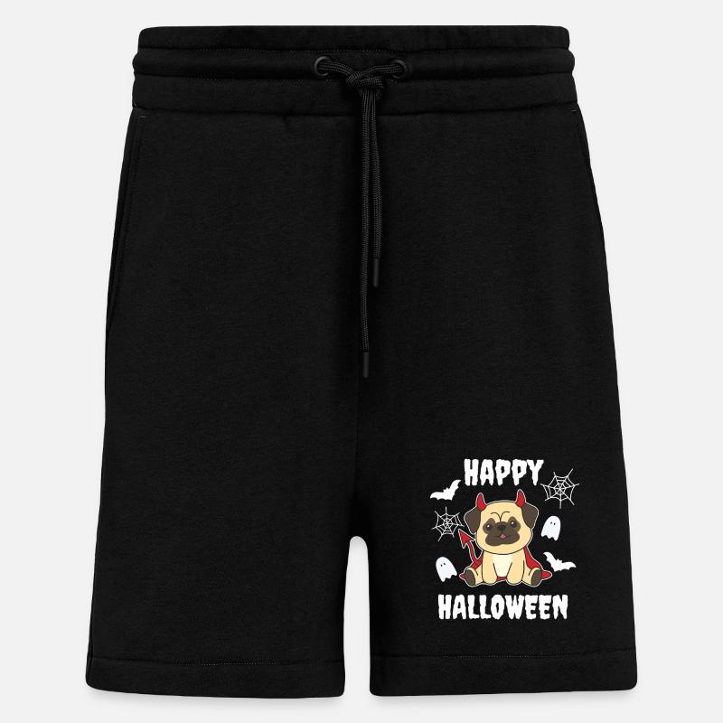 Pug Happy Halloween Devil - Shorts - made by SPREAD - SOLID BLACK