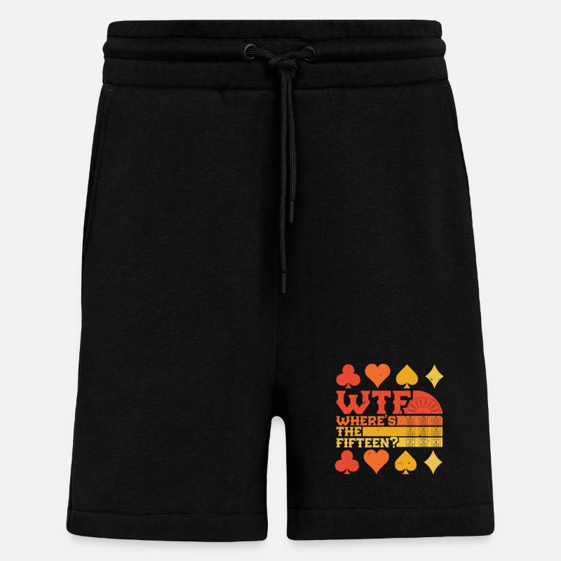 Cribbage Où est le Quinze ? - Short bio décontracté fabriqué en UE - SOLID BLACK