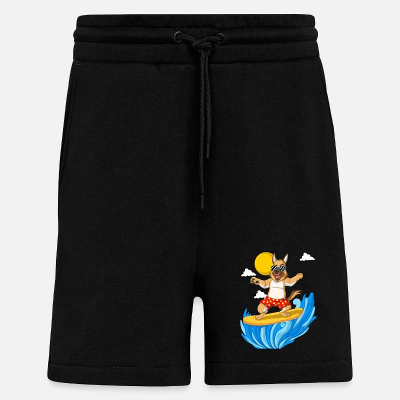 Surfender Deutscher Schäferhund - Shorts - made by SPREAD - SOLID BLACK