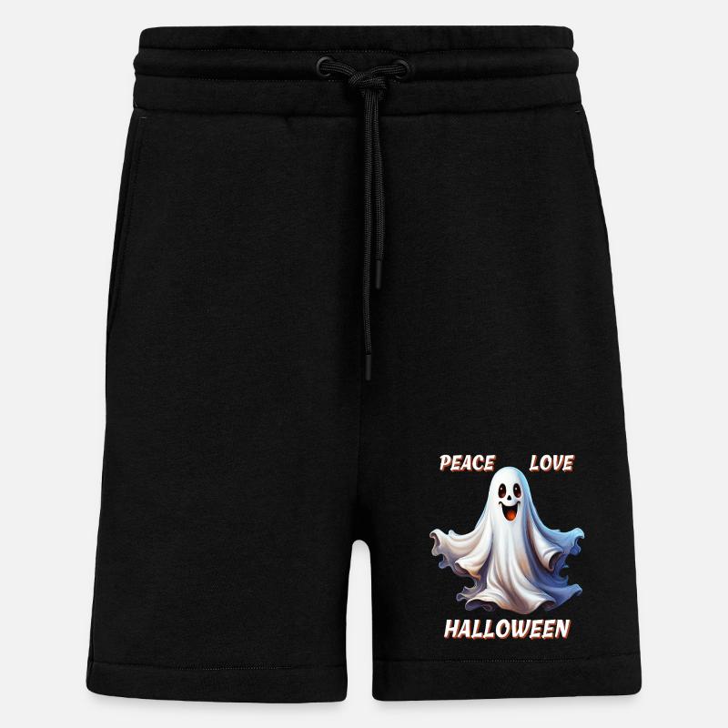 FANTÔME PAIX AMOUR HALLOWEEN - Short bio décontracté fabriqué en UE - SOLID BLACK