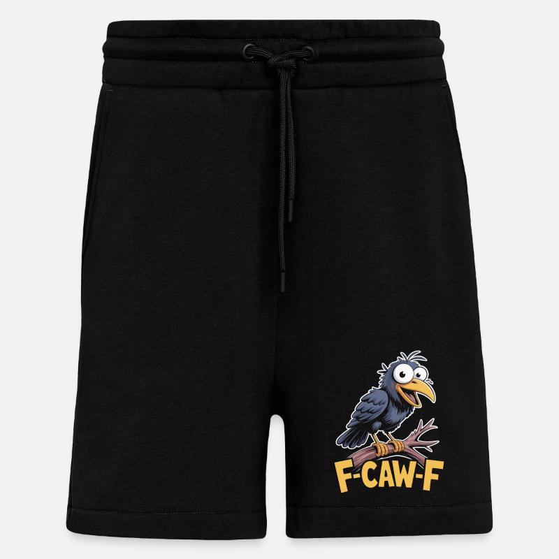 F-Caw-F Meme Crow - Short bio décontracté fabriqué en UE - SOLID BLACK