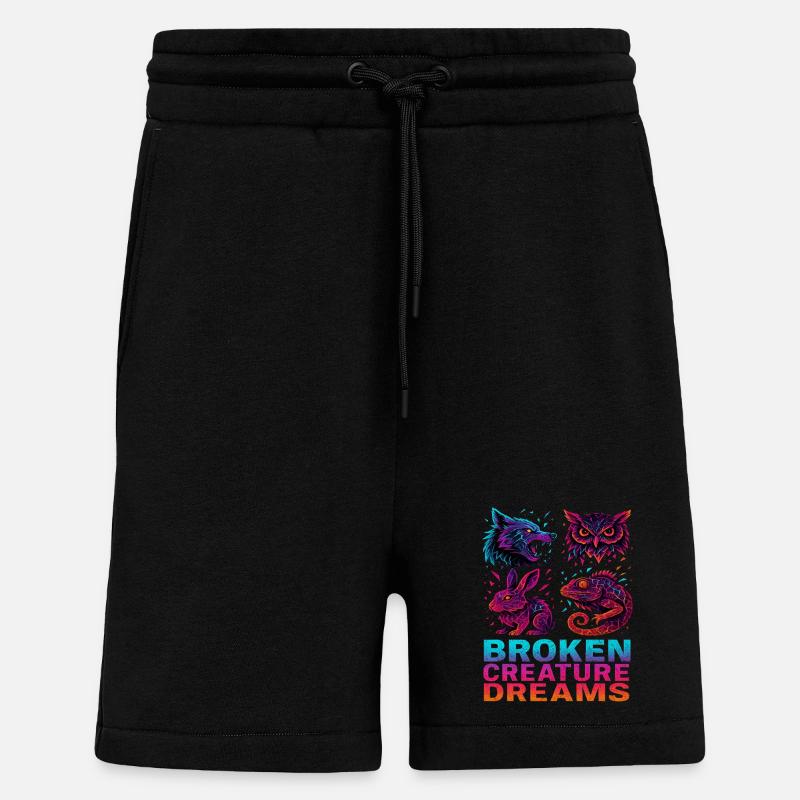 Bizarre Abstrakte Tiere Broken Creatures - Shorts - made by SPREAD - SOLID BLACK