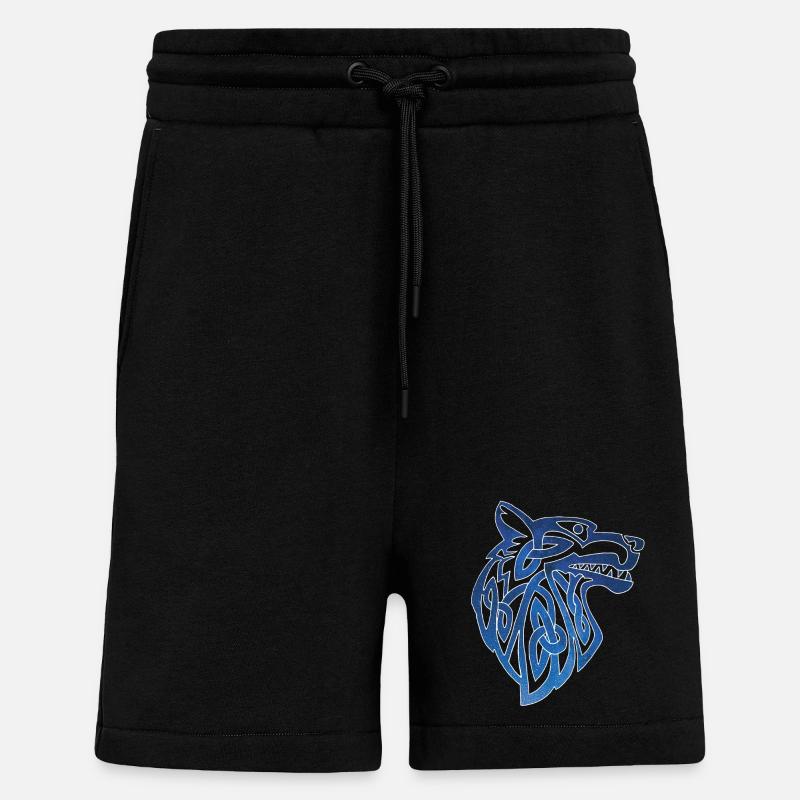 Viking wolf and starry sky - Shorts - made by SPREAD - SOLID BLACK