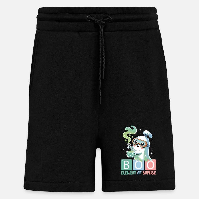 Fantôme mignon Halloween Automne - Short bio décontracté fabriqué en UE - SOLID BLACK