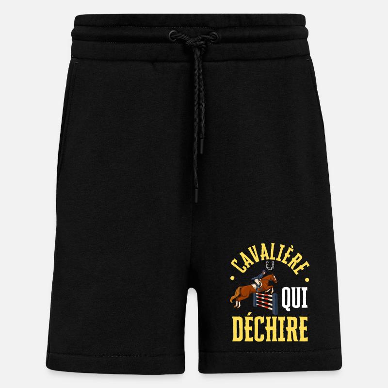 Cavalière qui Déchire - Saut D'obstacles - Short bio décontracté fabriqué en UE - SOLID BLACK