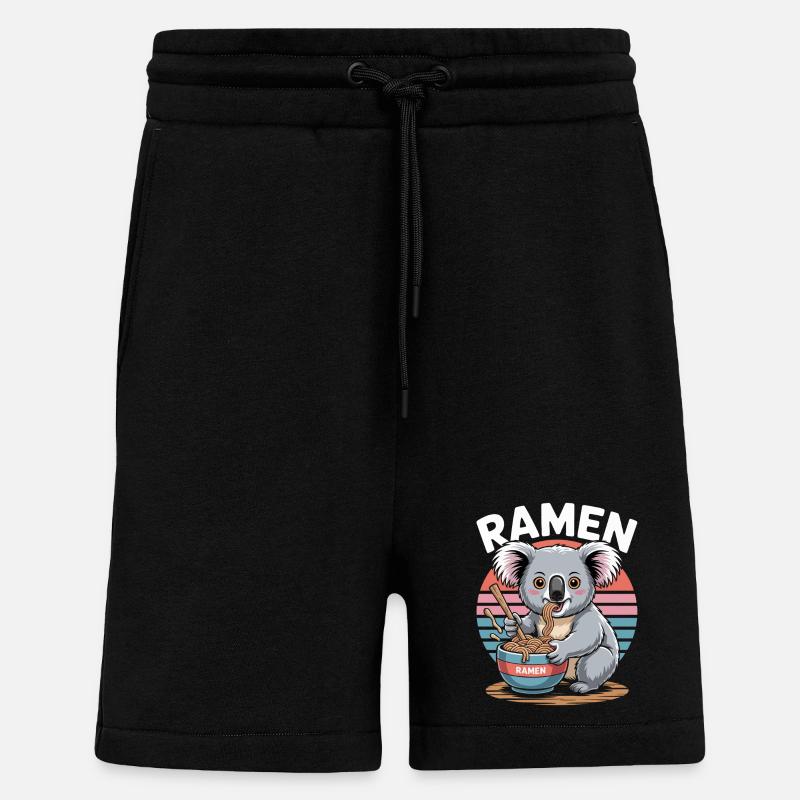 Ramen Koala at Retro Sunset - Shorts - made by SPREAD - SOLID BLACK
