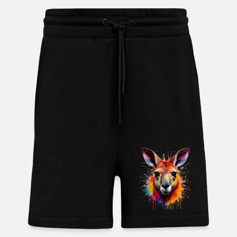 Känguru Farbexplosion Portrait - Shorts - made by SPREAD - SOLID BLACK