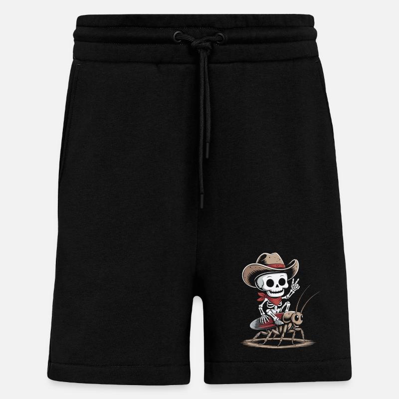 Skeleton cowboy on cockroach - Shorts - made by SPREAD - SOLID BLACK