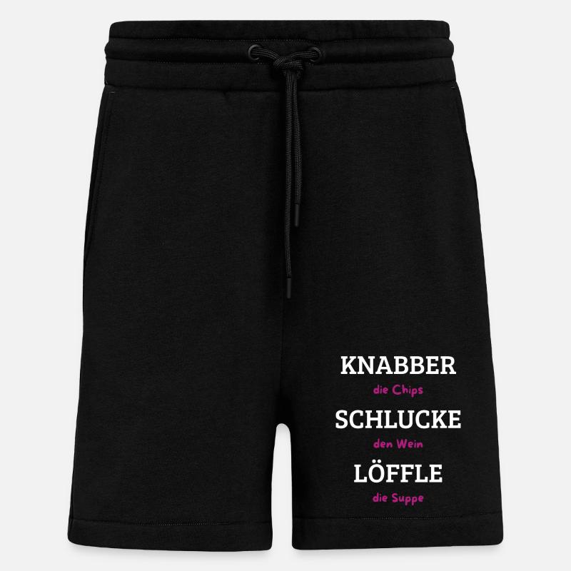 Knabber Chips, Schluck Wein, Löffle Suppe - Shorts - made by SPREAD - SOLID BLACK