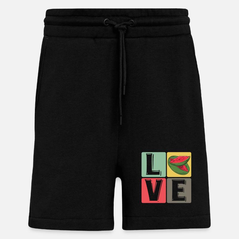 Blocs de pastèque Love Pop Art - Short bio décontracté fabriqué en UE - SOLID BLACK