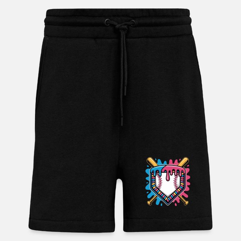 Baseball Home Plate Bats Farbsplash - Shorts - made by SPREAD - SOLID BLACK