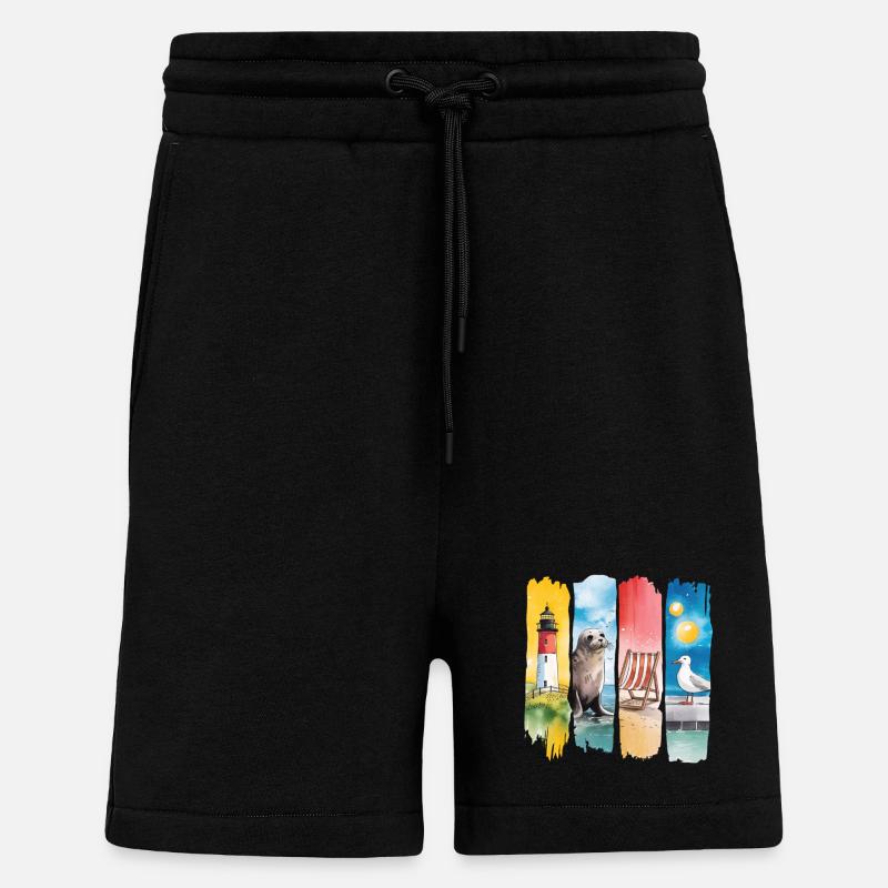 Maritim Leuchtturm Robbe Möwe Küste - Shorts - made by SPREAD - SOLID BLACK