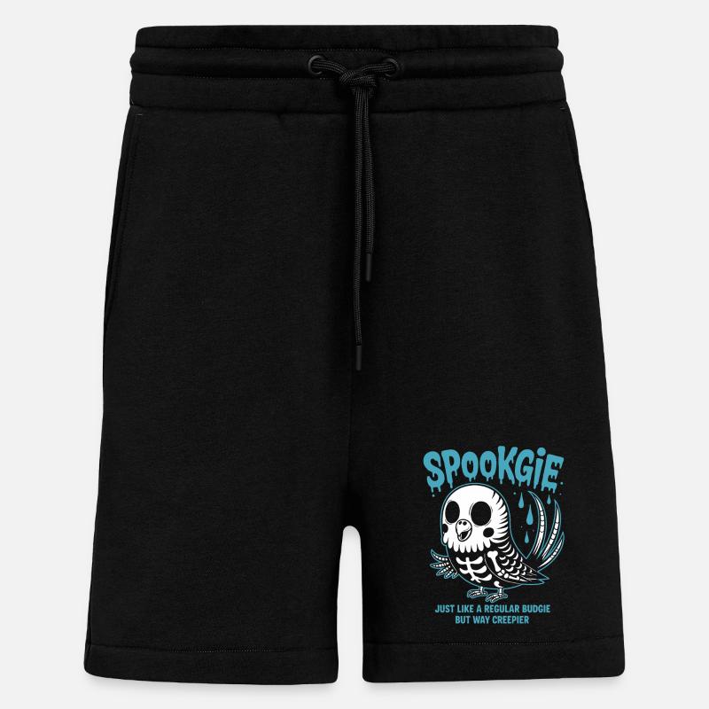 Spooky Perruche Squelette Halloween - Short bio décontracté fabriqué en UE - SOLID BLACK