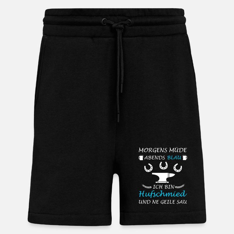 Maréchal-ferrant Cheval Forgeron Lustig - Short bio décontracté fabriqué en UE - SOLID BLACK