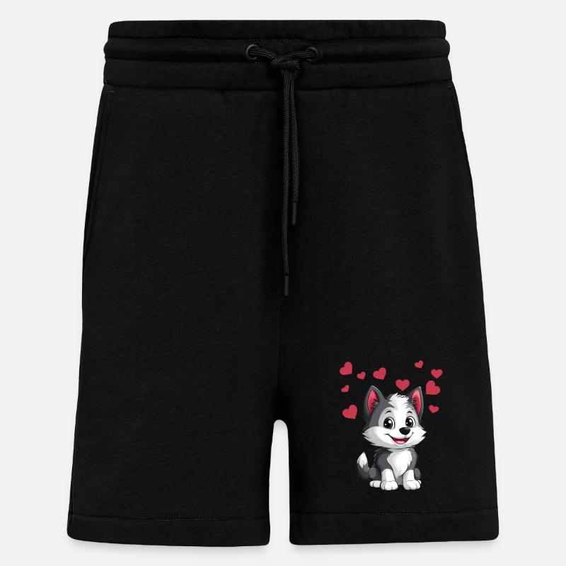 Herziger Husky mit Herzchen - Shorts - made by SPREAD - SOLID BLACK