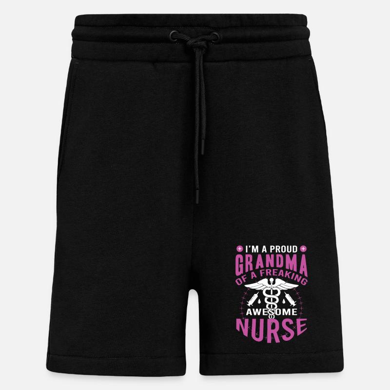 Fière mamie infirmière - Short bio décontracté fabriqué en UE - SOLID BLACK