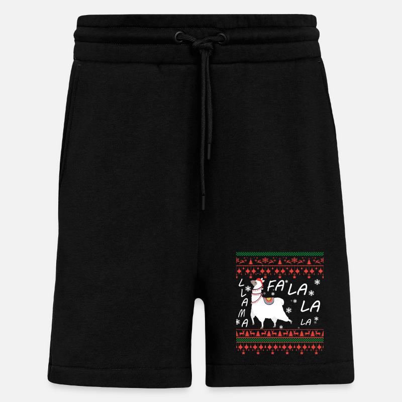 Pull de Noël moche Llama - Short bio décontracté fabriqué en UE - SOLID BLACK