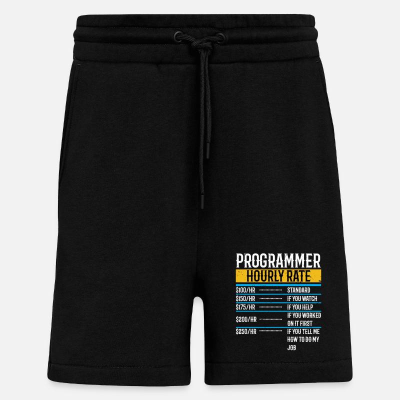 Programmeur Funny Taux horaire - Short bio décontracté fabriqué en UE - SOLID BLACK