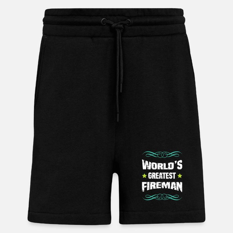Le meilleur pompier du monde - Short bio décontracté fabriqué en UE - SOLID BLACK
