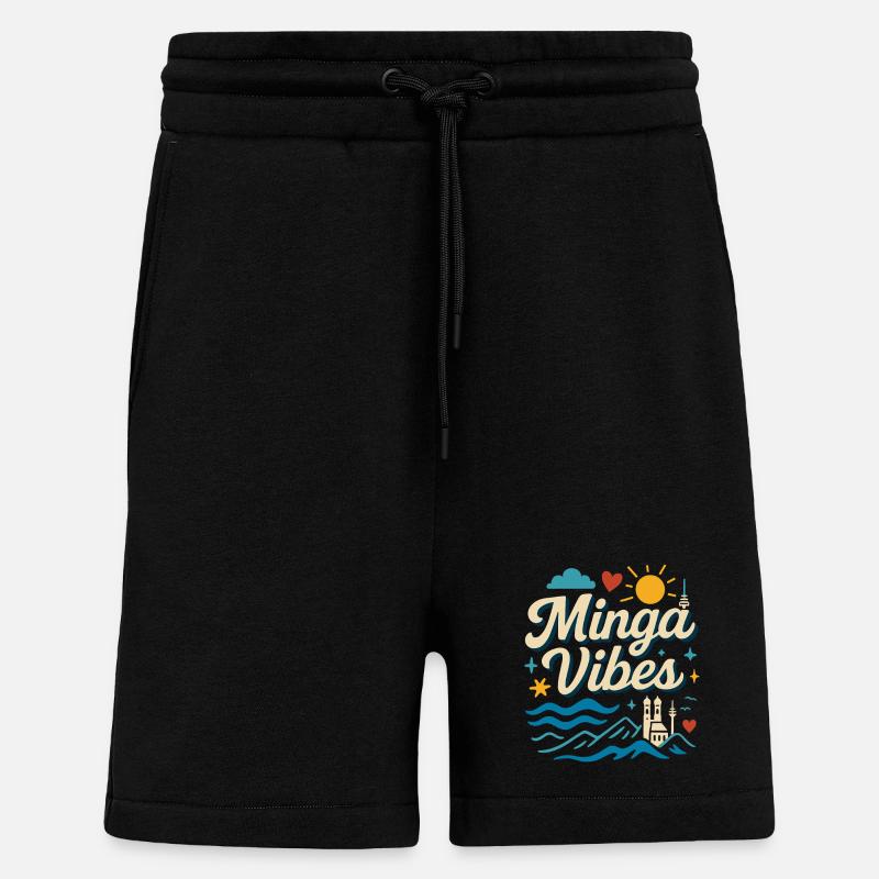 Minga Vibes München Skyline Design - Shorts - made by SPREAD - SOLID BLACK