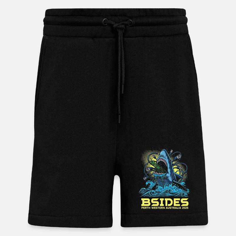 Shark bat BSIDES Perth 2025 - Short bio décontracté fabriqué en UE - SOLID BLACK