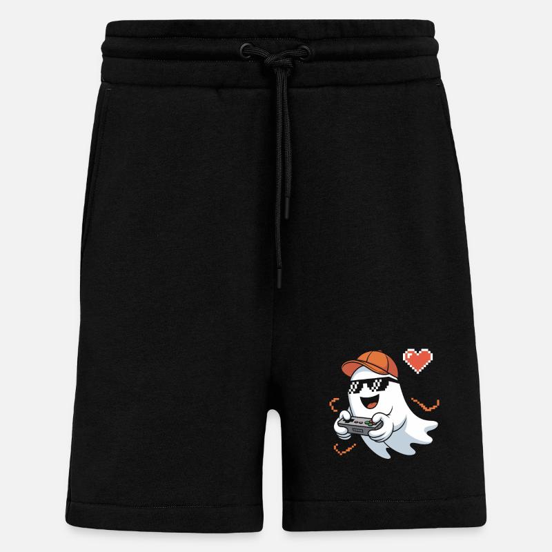 Retro Gamer Halloween Geist - Shorts - made by SPREAD - SOLID BLACK