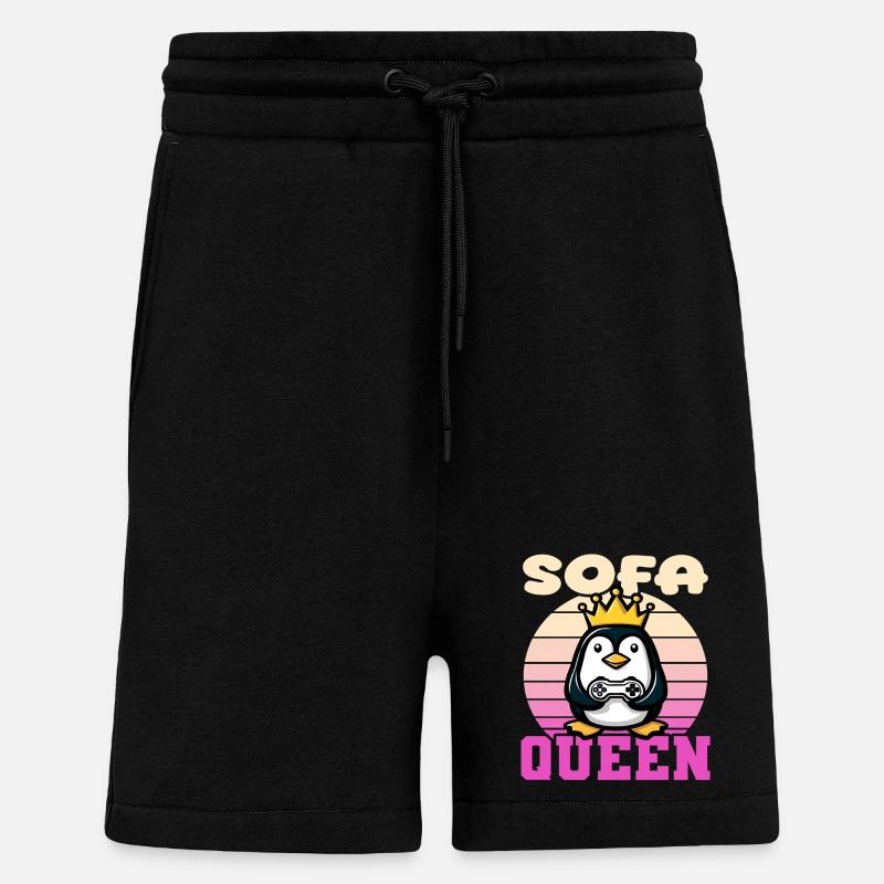Sofa Queen - pinguin gaming - Shorts - made by SPREAD - SOLID BLACK