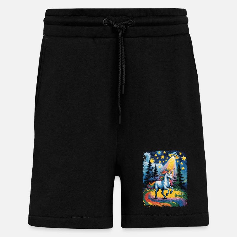 Leuchtendes Einhorn im Sternenrausch - Shorts - made by SPREAD - SOLID BLACK