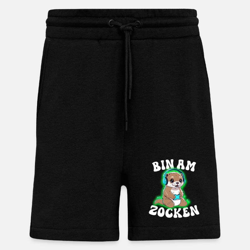 Bin am Zocken Otter - Shorts - made by SPREAD - SOLID BLACK
