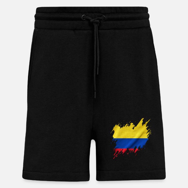 Drapeau de la Colombie, style déchiré - Short bio décontracté fabriqué en UE - SOLID BLACK