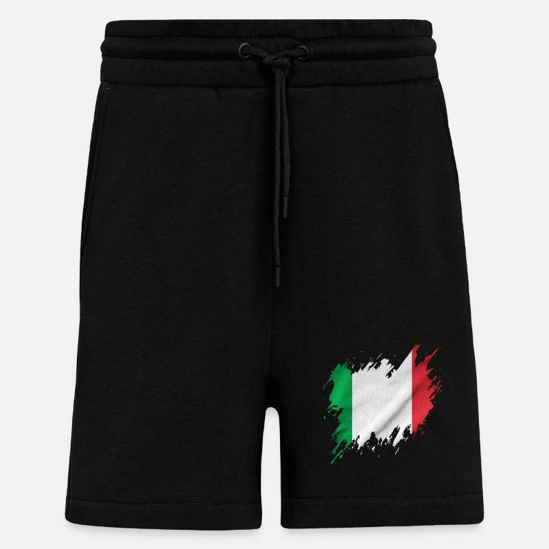 Drapeau italien, style déchiré - Short bio décontracté fabriqué en UE - SOLID BLACK