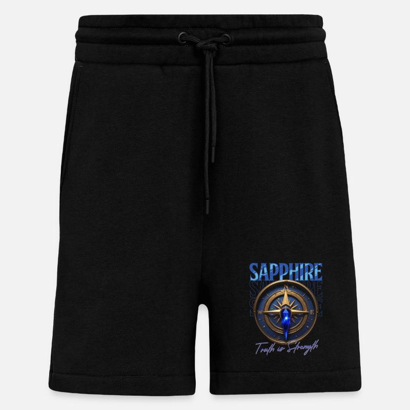 Pierre de naissance Septembre Saphir - Short bio décontracté fabriqué en UE - SOLID BLACK