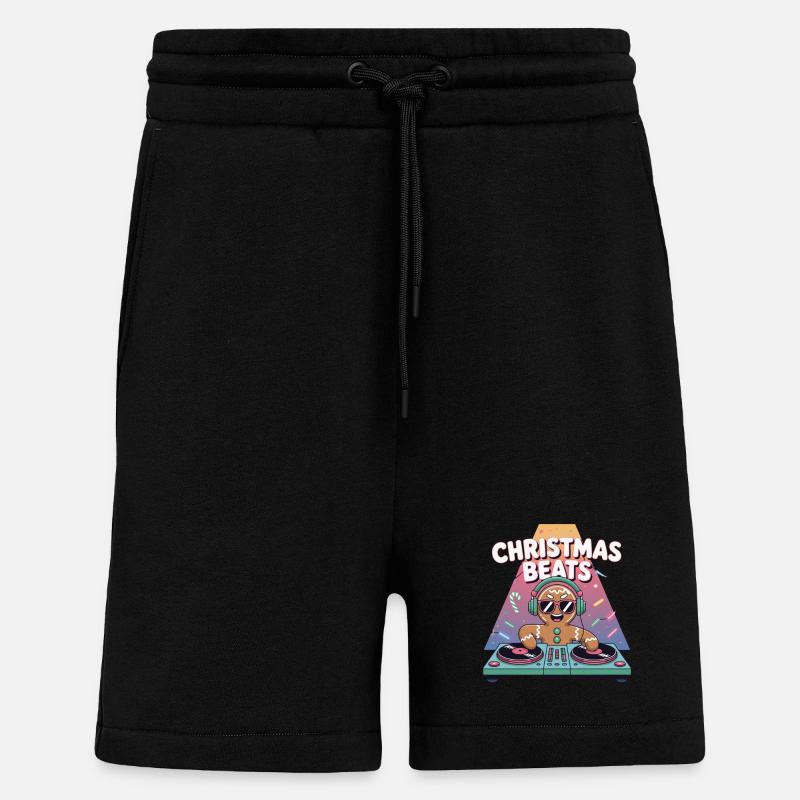 Christmas Beats DJ Gingerbread - Shorts - made by SPREAD - SOLID BLACK