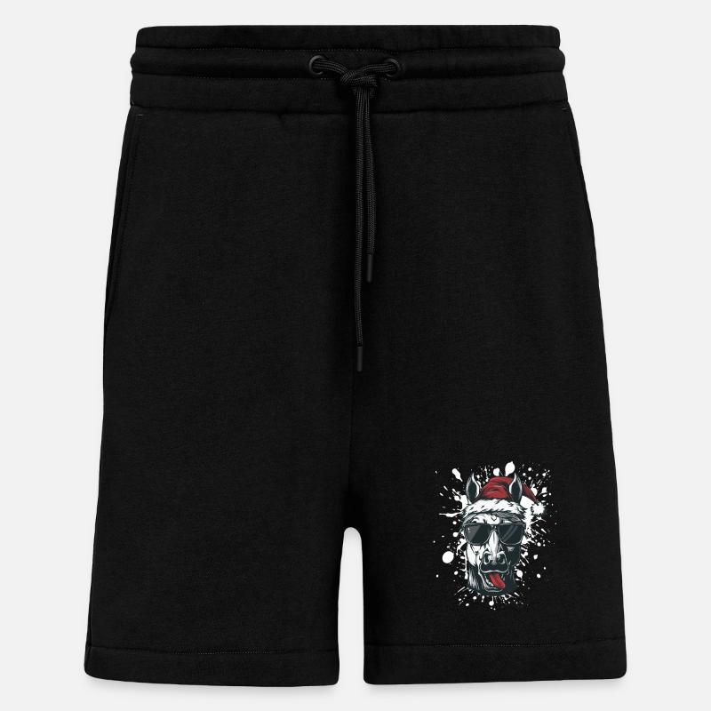 Cheval Noël Drôle - Short bio décontracté fabriqué en UE - SOLID BLACK