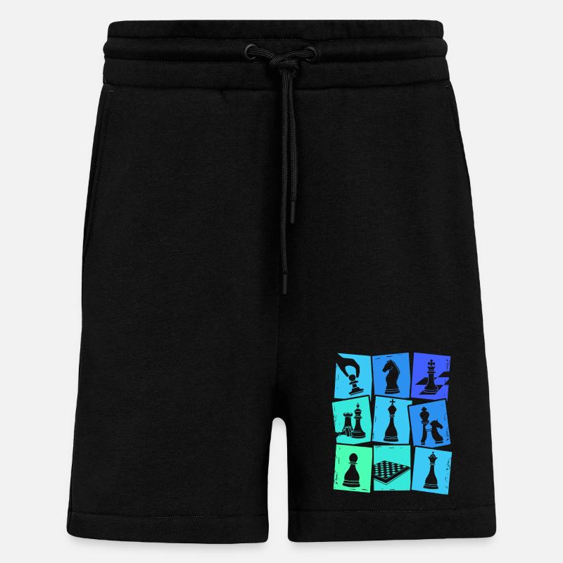 Échecs Joueurs d’échecs Enfants Garçons Hommes - Short bio décontracté fabriqué en UE - SOLID BLACK