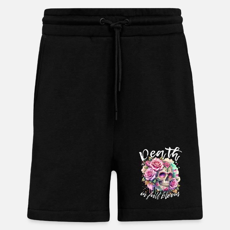 Fleurs Crâne Beauté Floraison - Short bio décontracté fabriqué en UE - SOLID BLACK