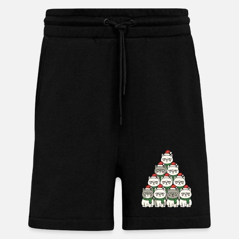 Grumpy Christmas Cats – Lustiges Katzen - Shorts - made by SPREAD - SOLID BLACK