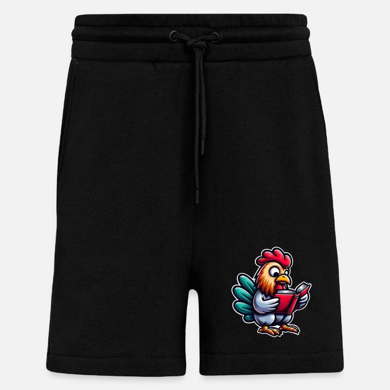 Lesender Hahn im Comicstil - Shorts - made by SPREAD - SOLID BLACK