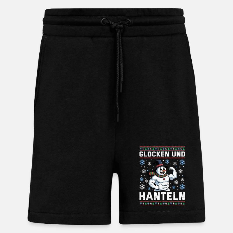 Noël CLOCHES ET HALTÈRES Fun - Short bio décontracté fabriqué en UE - SOLID BLACK