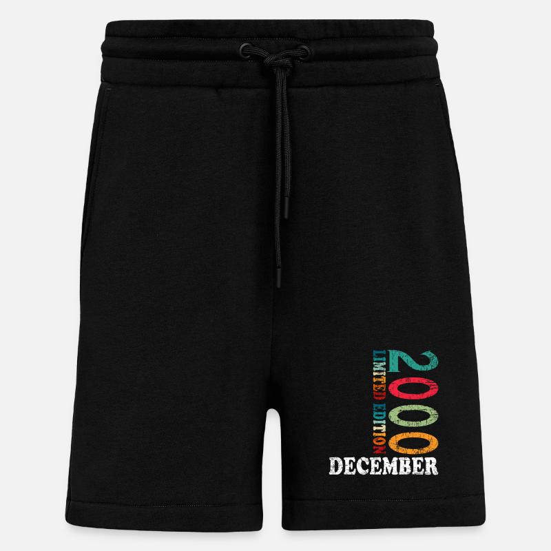 Anniversaire en décembre 2000 - décembre - Short bio décontracté fabriqué en UE - SOLID BLACK