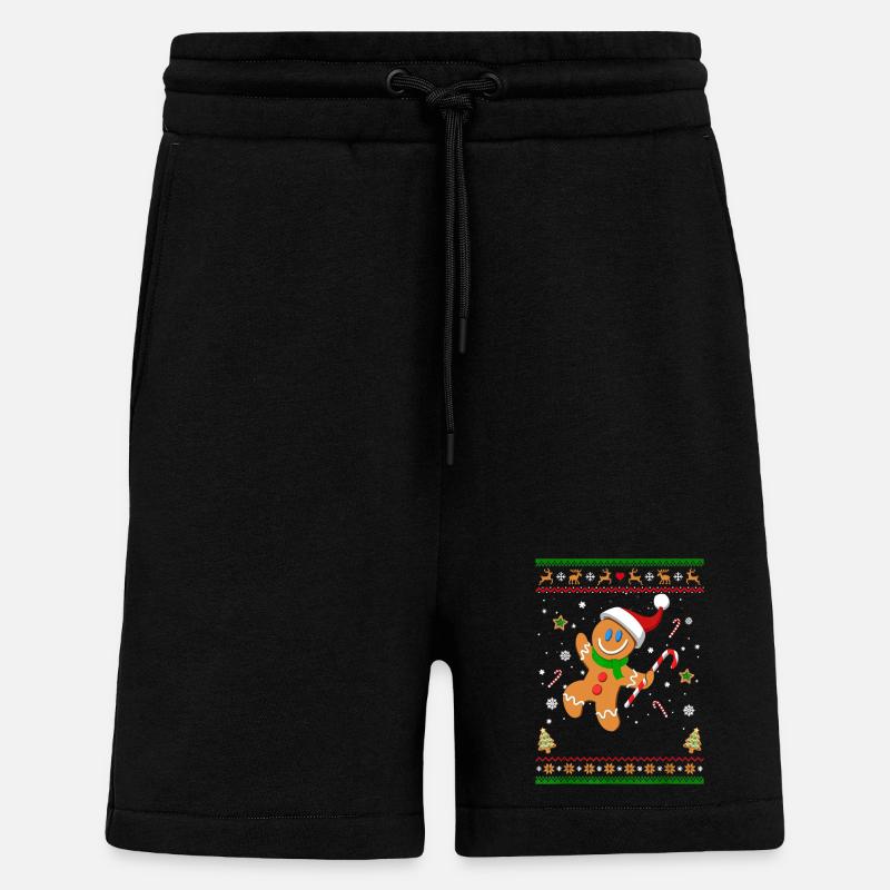 Hässliches Weihnachtspullover Lebkuchenmann Lustiges Geschenk - Shorts - made by SPREAD - SOLID BLACK
