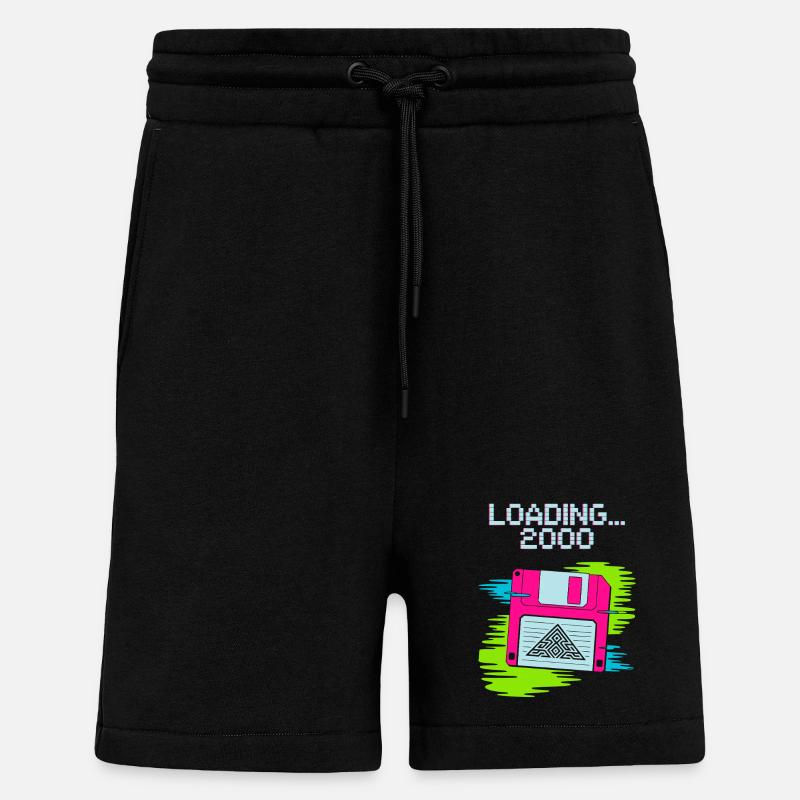 Disquette Nostalgie 2000 - Short bio décontracté fabriqué en UE - SOLID BLACK