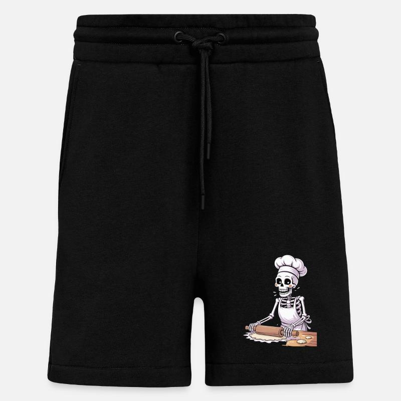 Skeleton Baker Funny Cooking Motif - Shorts - made by SPREAD - SOLID BLACK