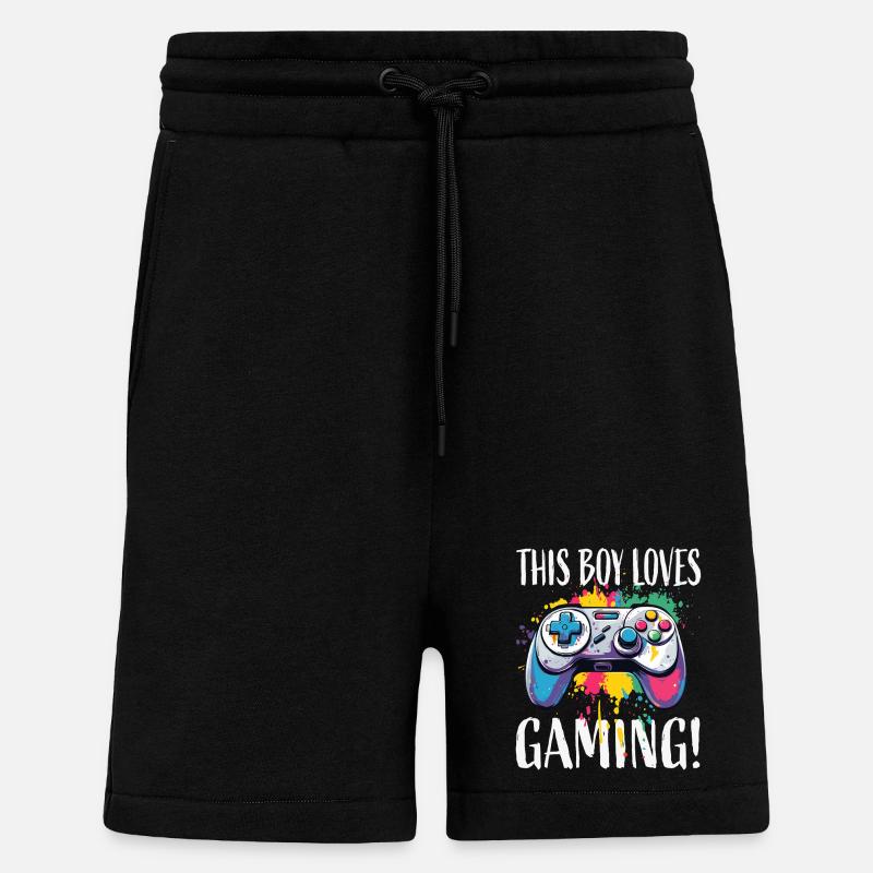 Junge liebt Gaming – bunte Controller-Splash - Shorts - made by SPREAD - SOLID BLACK