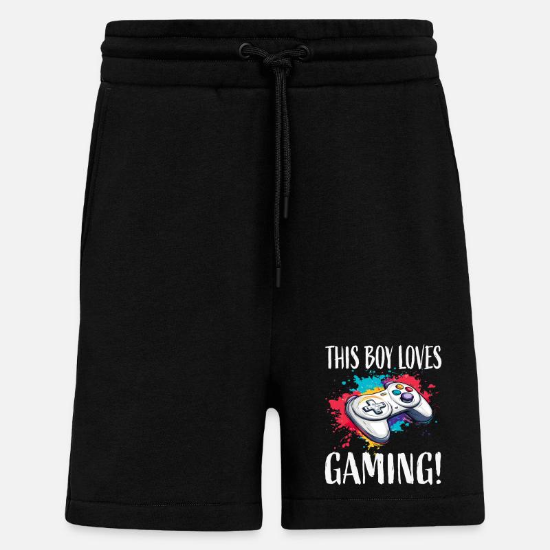 Ce gamin adore jouer - Short bio décontracté fabriqué en UE - SOLID BLACK