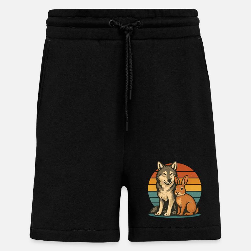 Wolf and Rabbit - Shorts - made by SPREAD - SOLID BLACK
