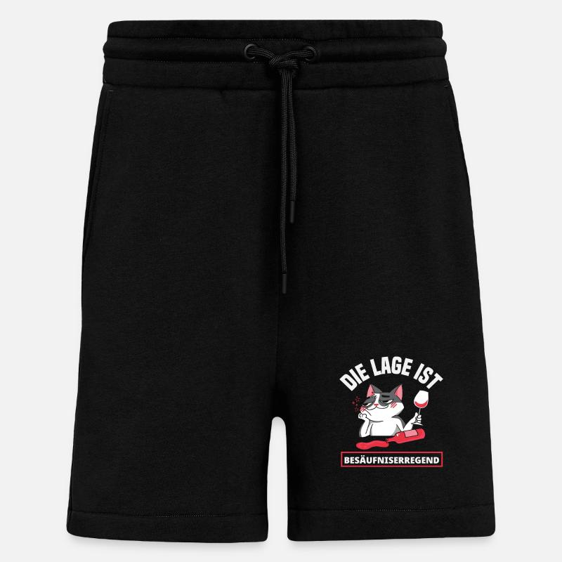 La situation est ivre, chat - Short bio décontracté fabriqué en UE - SOLID BLACK