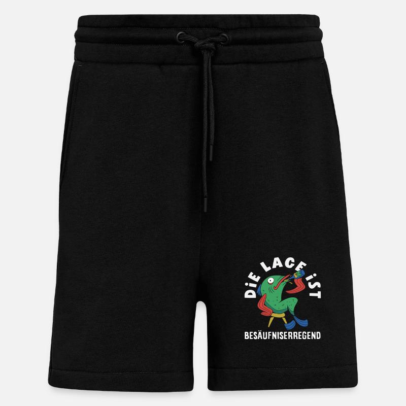 The location is drunken fish - Shorts - made by SPREAD - SOLID BLACK