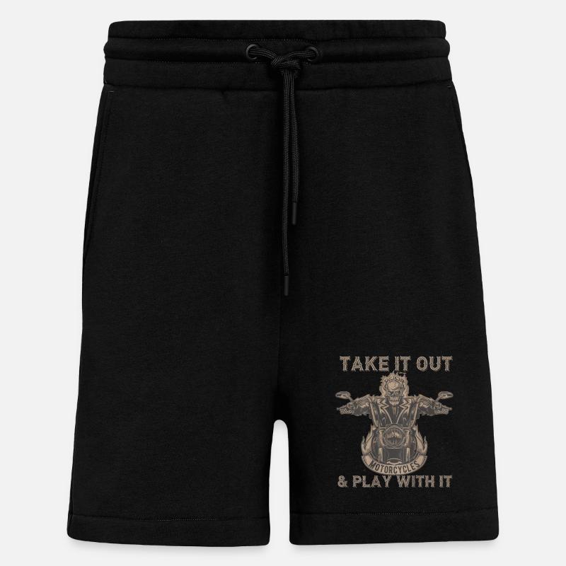 Take It Out Motorcycles Skull - Shorts - made by SPREAD - SOLID BLACK
